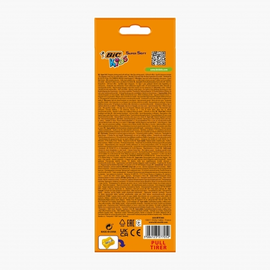 Creioane colorate Kids Supersoft 8 buc + ascuțitoare