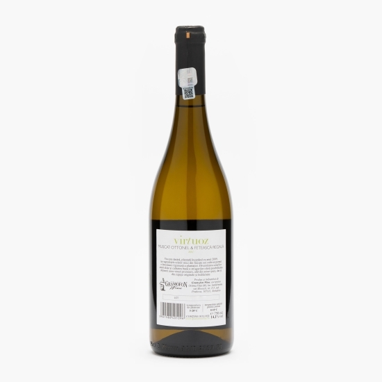 Vin alb sec Virtuoz Muscat Ottonel & Fetească Regală, 14.1%, 0.75l