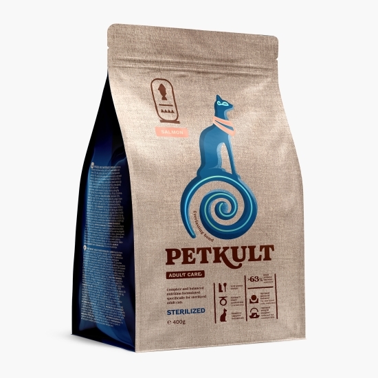Hrană uscată pentru pisici sterilizate Adult Care, cu conținut ridicat de somon, 400g