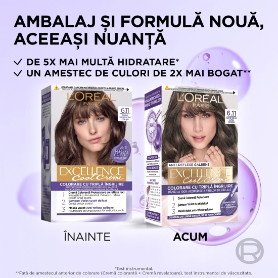 Vopsea de păr permanentă, 6.11 Blond închis ultra cenușiu 192ml