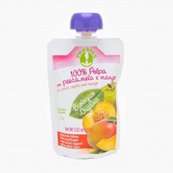 Piure de piersică, măr și mango eco 100g