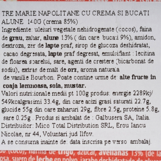 Napolitane cu cremă și alune 140g