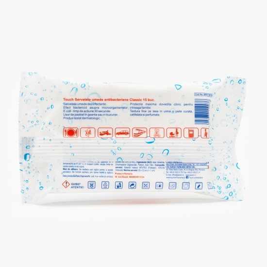 Șervețele umede antibacteriene clasic 15 buc