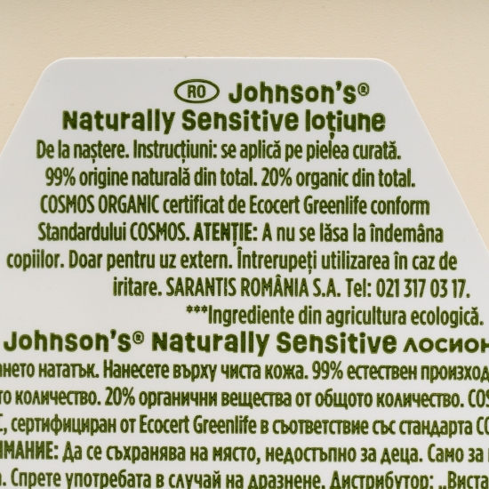 Loțiune pentru bebeluși Naturally Sensitive 395ml