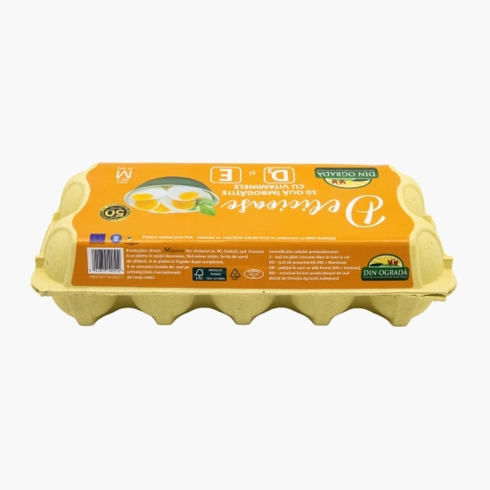 Ouă îmbogățite cu vitaminele D3 și E de la găini crescute la sol, mărimea M, 10 buc