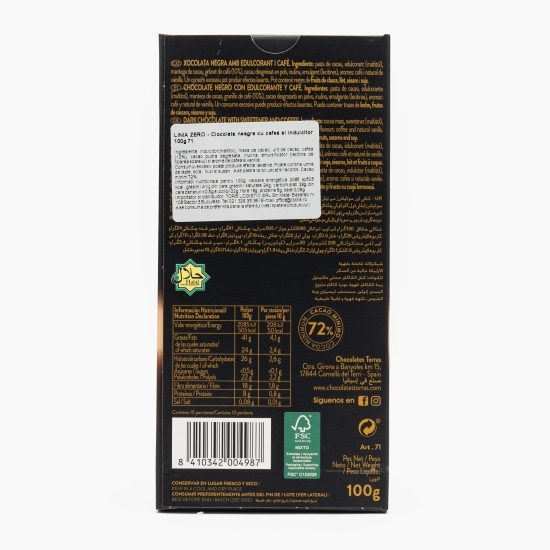 Ciocolată neagră cu cafea, fără zahăr adăugat 100g