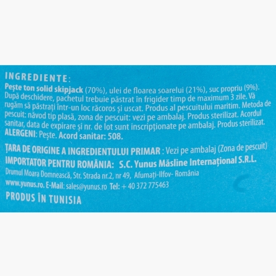 Ton solid în ulei de floarea soarelui 160g