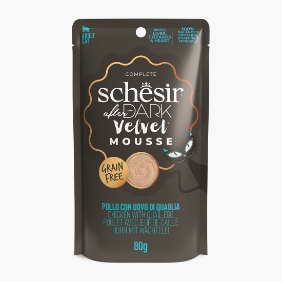 Hrană umedă pentru pisici adulte After Dark, mousse cu pui și ou de prepeliță, plic 80g