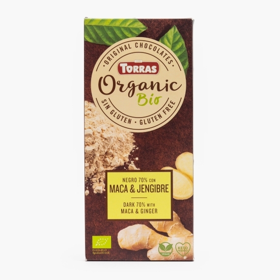Ciocolată neagră eco cu macha&ghimbir 100g