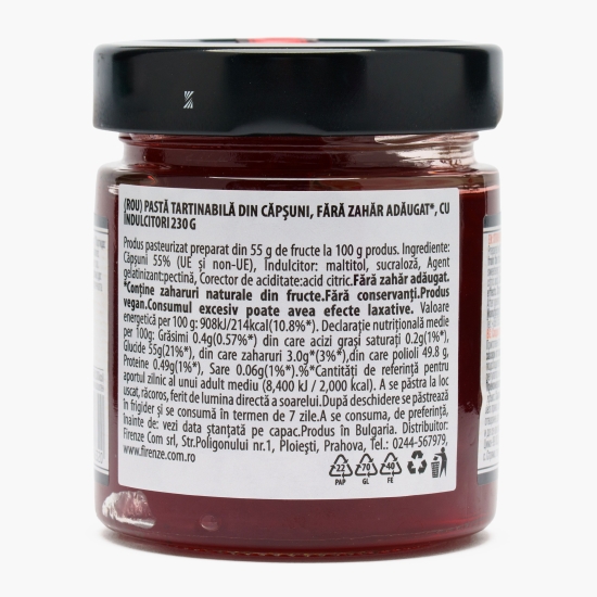 Pastă tartinabilă din căpșune, fără zahăr adăugat, cu îndulcitori 230g