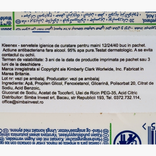 Șervețele umede antibacteriene, fără alcool, 24 buc