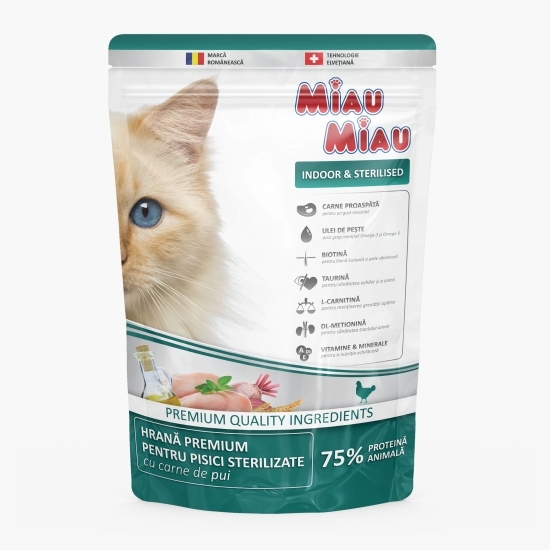 Hrană uscată premium pentru pisici sterilizate 800g, cu pui
