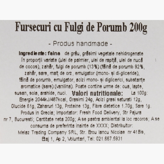 Fursecuri cu fulgi de porumb - produs fabricat manual 200g