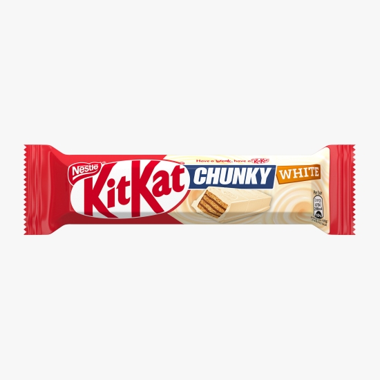 Baton cu napolitană crocantă acoperită cu glazură albă Chunky White, 40g
