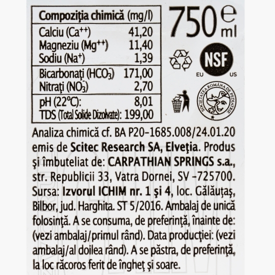 Apă minerală naturală necarbogazoasă 0.75l