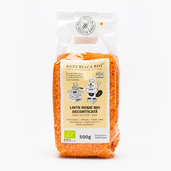 Linte roșie ecologică decorticată, fără gluten 500g