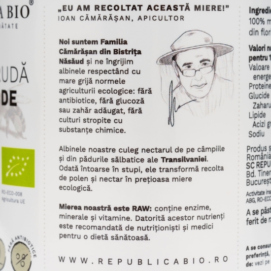 Miere crudă ecologică din flori de munte 700g