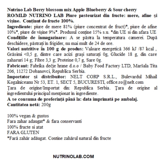 Piure de măr, afine și vișine Berry Blossom Mix 200g