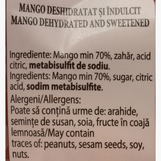 Mango deshidratat și îndulcit, cuburi 100g