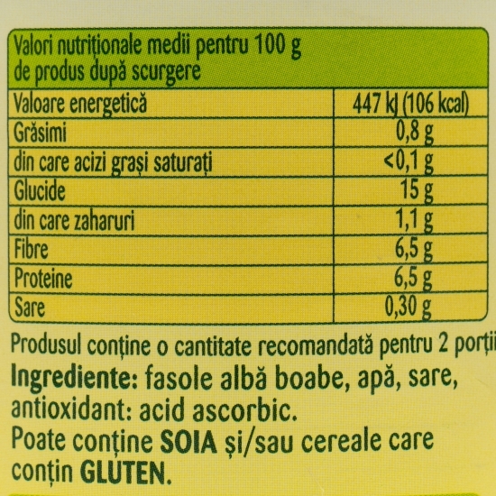 Fasole albă bob mare Vapeur 425ml