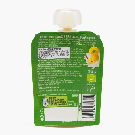 Desert ecologic cu mango și gutui, cu mousse de cocos 80g, +6 luni