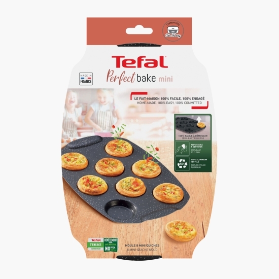 Formă de copt pentru Mini Quiche PerfectBake din aluminiu reciclat, 21x29cm, înveliș antiaderent