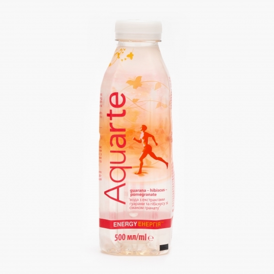 Apă funcțională cu extract de guarana, hibiscus și gust de rodii 0.5l