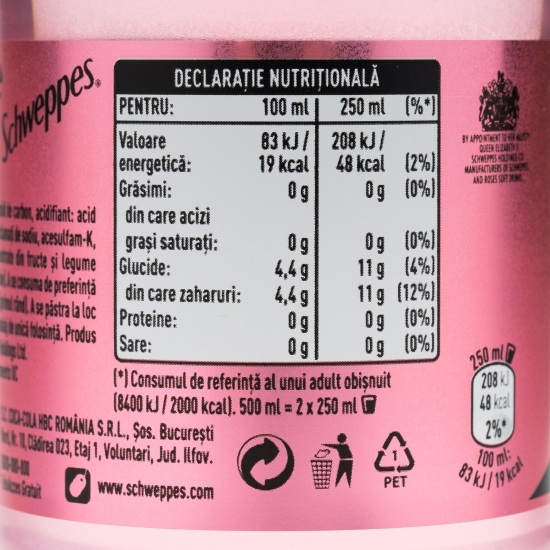 Băutură carbogazoasă pink tonic 0.5l