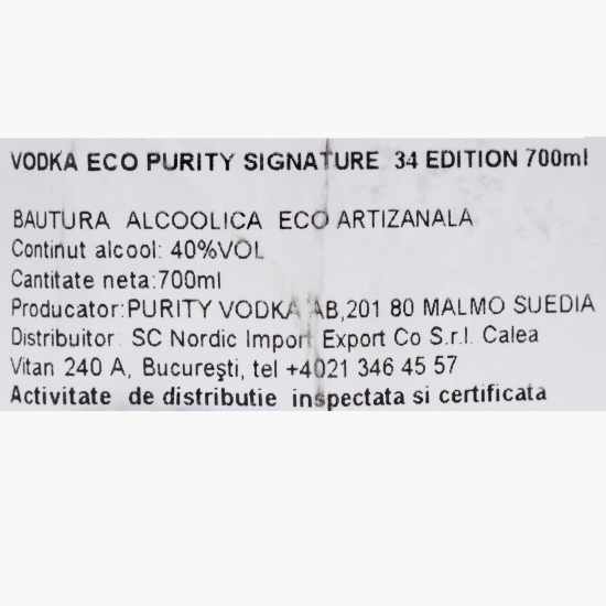 Vodcă eco Signature 34 Edition, 40%, 0.7l