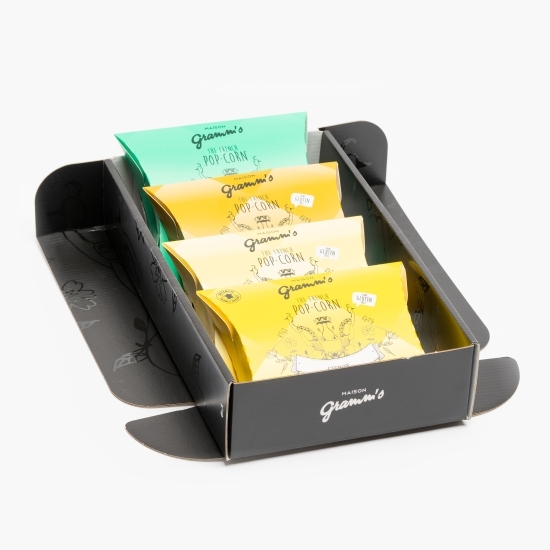 Cutie cadou 4 pliculețe popcorn cu ceai verde Matcha 120g