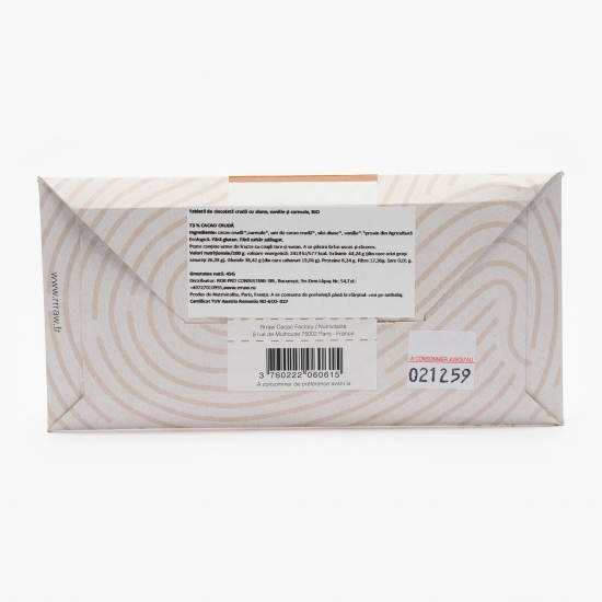 Tabletă de cacao crudă cu alune, vanilie și curmale eco 45g