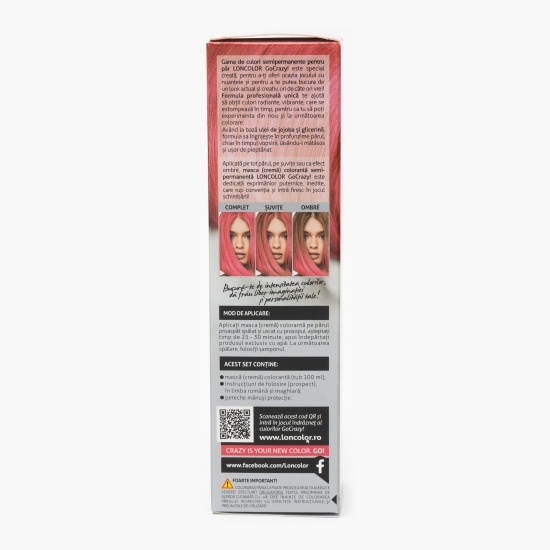 Mască (cremă) colorantă semipermanentă pentru păr P6 roz GoCrazy 100ml