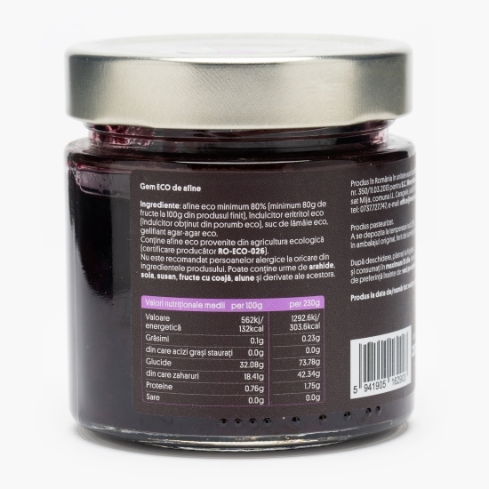 Gem eco de afine fără zahăr adăugat 230g