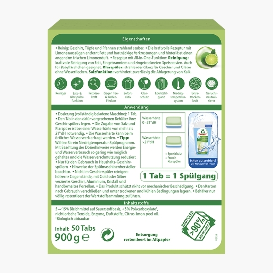Detergent pentru mașina de spălat vase All-in-1, 50 spălări, 900g