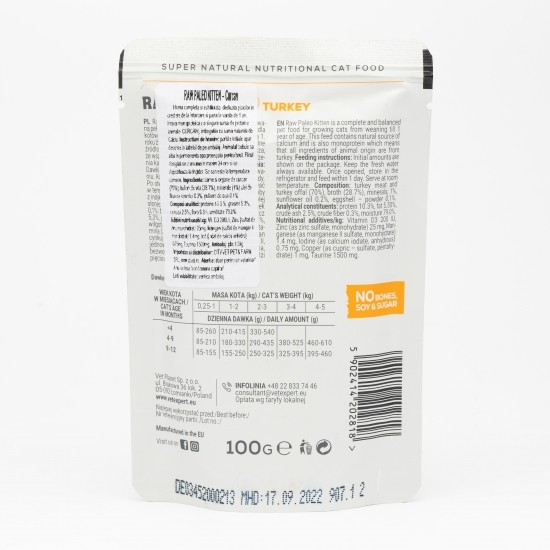 Hrană umedă pentru pisici, 100g, curcan