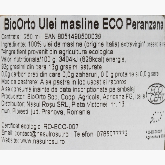 Ulei măsline extravirgin eco Peranzana 250ml