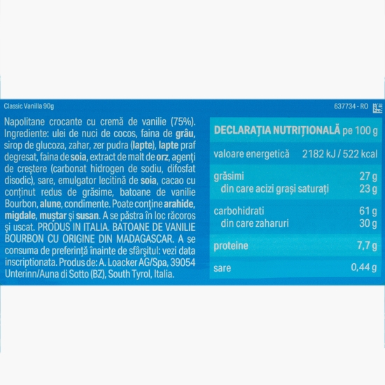 Napolitane cu vanilie Classic 90g
