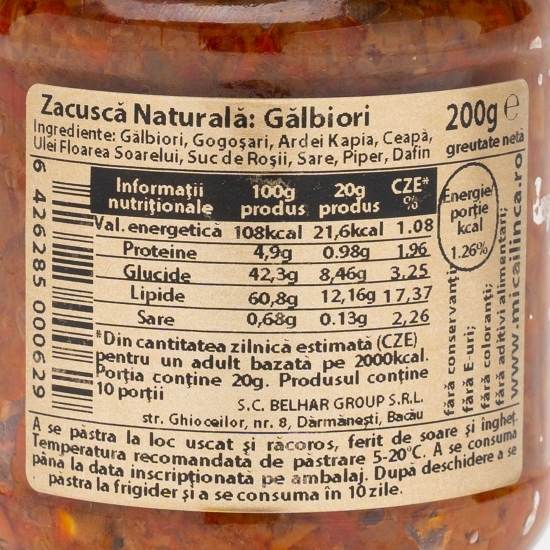 Zacuscă naturală de gălbiori 200g