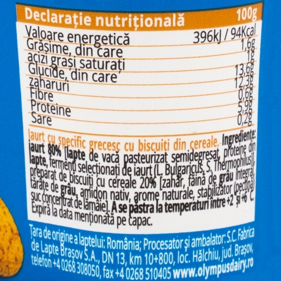 Iaurt cu specific grecesc biscuiți din cereale 125g