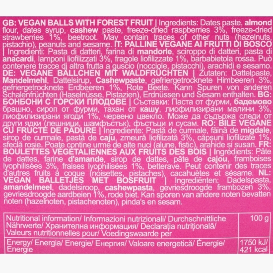 Trufe vegane cu fructe de pădure Forest Fruit, fără zahăr adăugat 100g