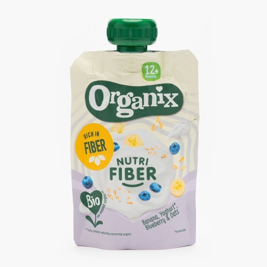 Piure ecologic de banană, iaurt, afine și ovăz 12+ luni 100g