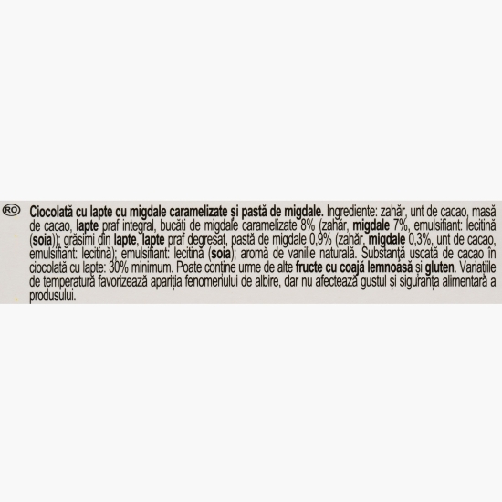 Ciocolată cu lapte și migdale caramelizate 80g