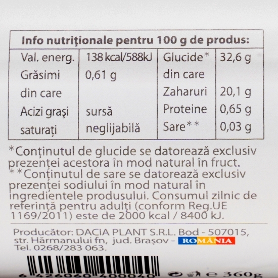 Pastă de măceșe fără zahăr adăugat 360g