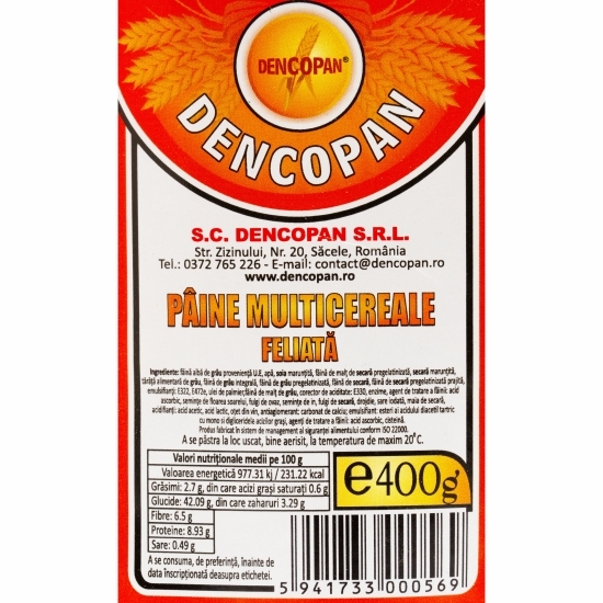 Pâine multicereale feliată 400g
