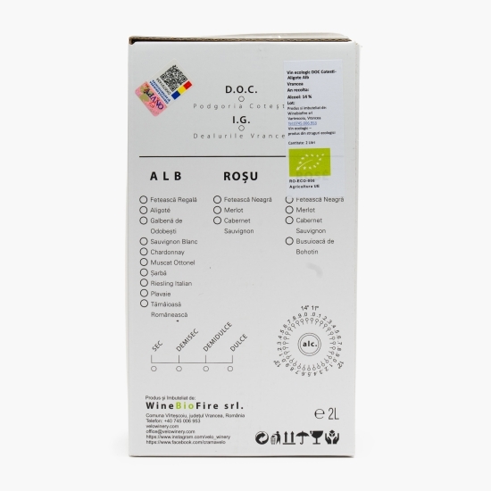 Vin alb demisec eco Aligote, 14%, bag-in-box, 2l