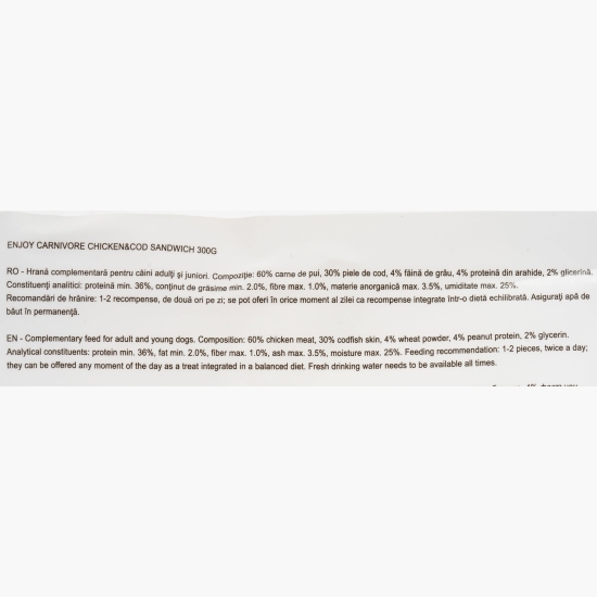 Recompense pentru câini Enjoy Carnivore, 300g, cu pui și cod