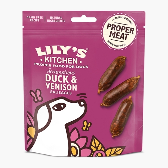 Recompense pentru câini, mini cârnăciori cu rață și vânat Scrumptious, 70g