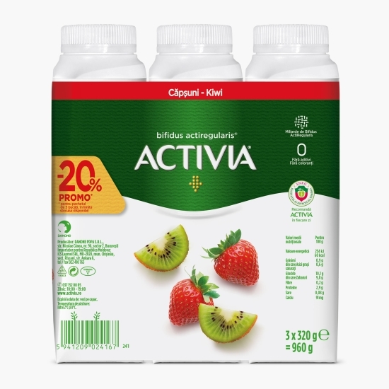 Iaurt de băut cu căpșuni și kiwi 3x320g