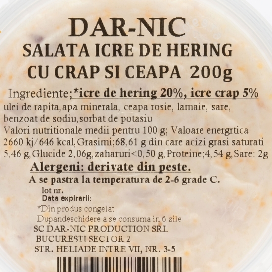Salată de icre de hering cu crap și ceapă 200g