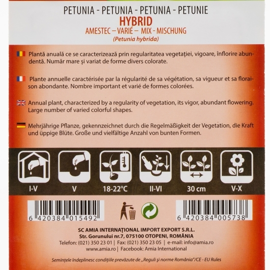 Semințe de petunie, amestec de culori 0.4g